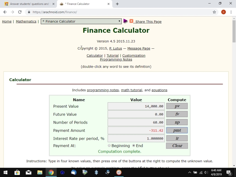 SOLUTION What Is The Monthly Payment On A 5 Year Car Loan For 14000 At 