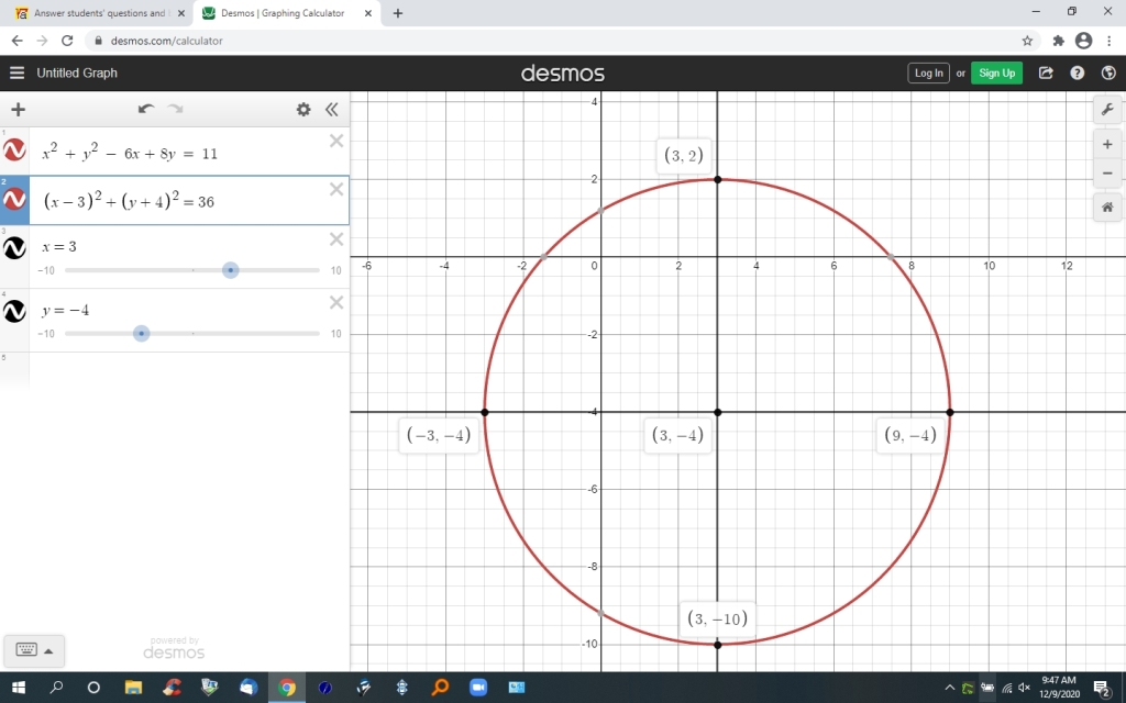 SOLUTION: Given: x^2+y^2-6x+8y-11=0. 1. Find the equation of the circle ...